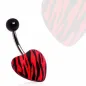 Piercing nombril acrylique coeur rouge et noir zébré