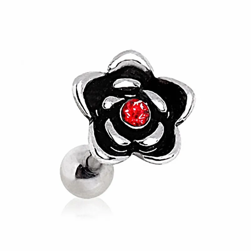 Piercing cartilage hélix fleur rose