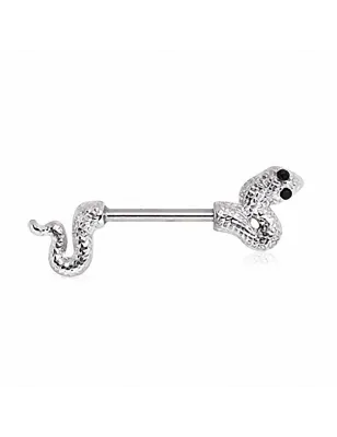 Piercing téton serpent strass noirs