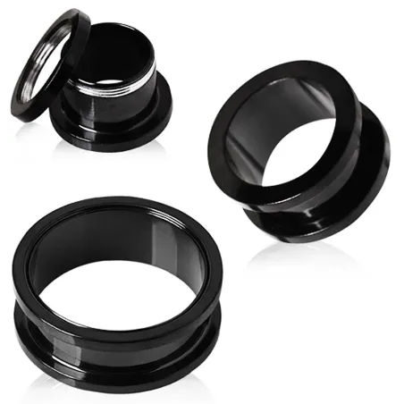 Piercing tunnel oreille acier PVD noir