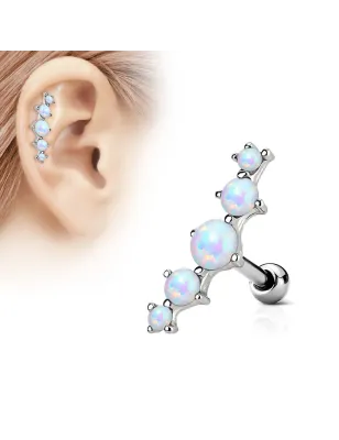 Piercing oreille cartilage cinq opale blanc