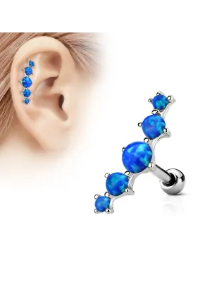 Piercing cartilage cinq opale bleu