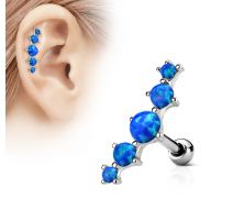 Piercing cartilage cinq opale bleu