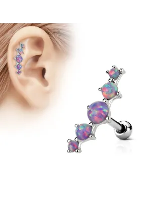 Piercing oreille cartilage cinq opale violet