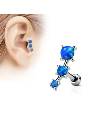 Piercing cartilage trois opale bleues