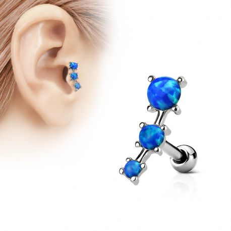 Piercing cartilage trois opale bleues