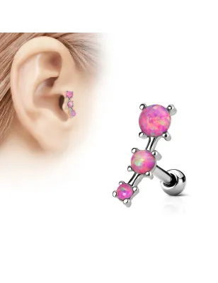 Piercing oreille cartilage trois opale roses