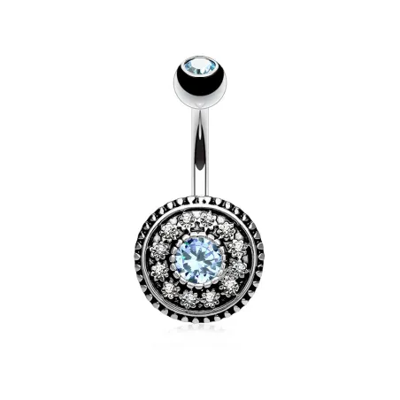 Piercing nombril bouclier vintage turquoise