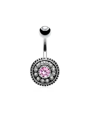 Piercing nombril bouclier vintage rose