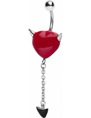 Piercing nombril coeur endiablé chainette