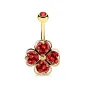 Piercing nombril trèfle 4 cœurs plaqué or
