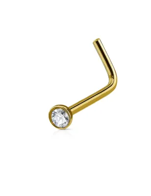 Piercing nez tige L doré crystal