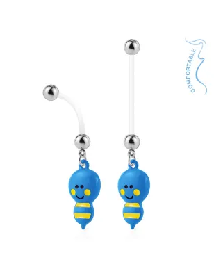 Piercing nombril de grossesse abeille bleue