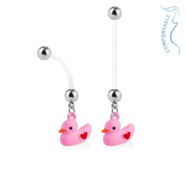 Piercing nombril de grossesse canard rose