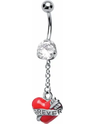 Piercing nombril coeur de cupidon