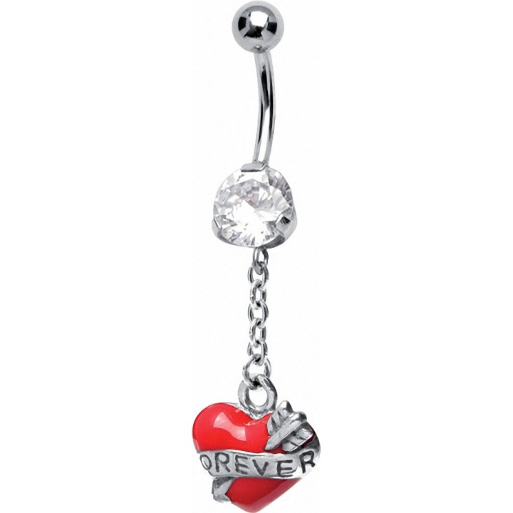 Piercing nombril coeur de cupidon