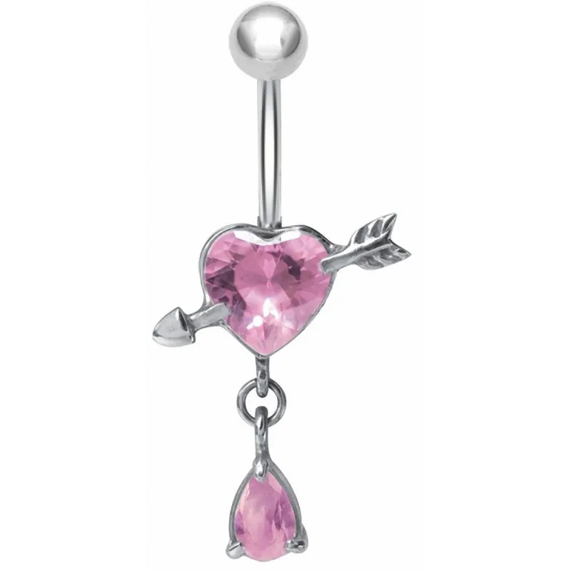 Piercing nombril coeur fléché rose Piercing nombril coeur fléché rose