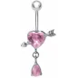 Piercing nombril coeur fléché rose Piercing nombril coeur fléché rose
