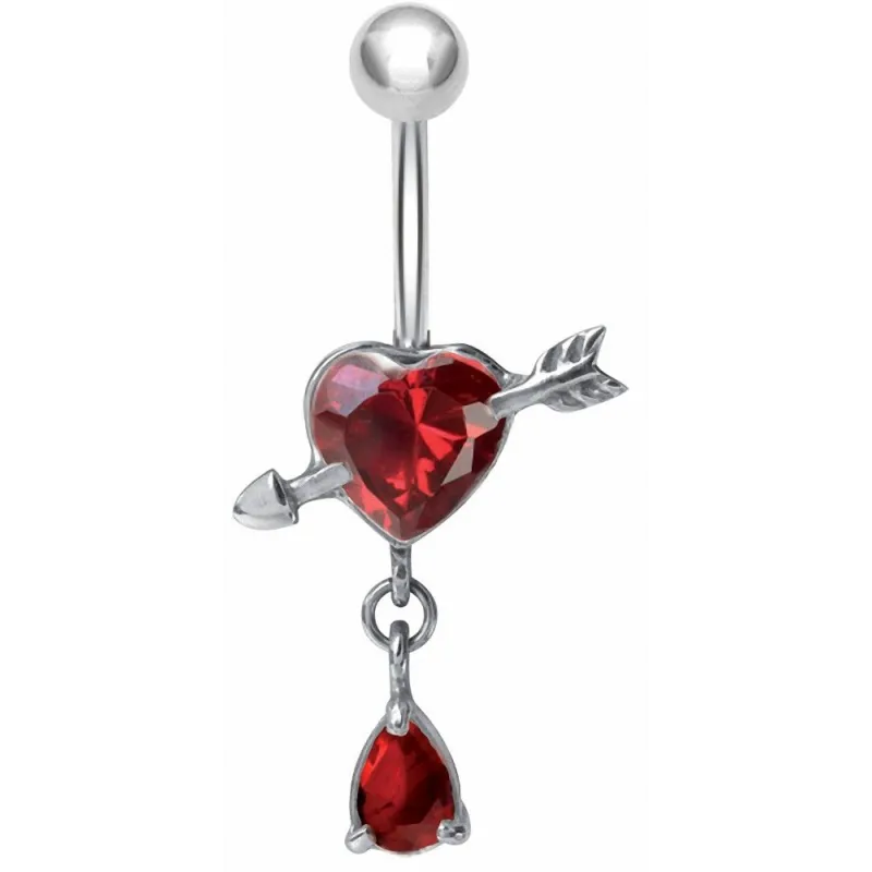 Piercing nombril coeur fléché rouge