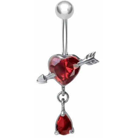 Piercing nombril coeur fléché rouge