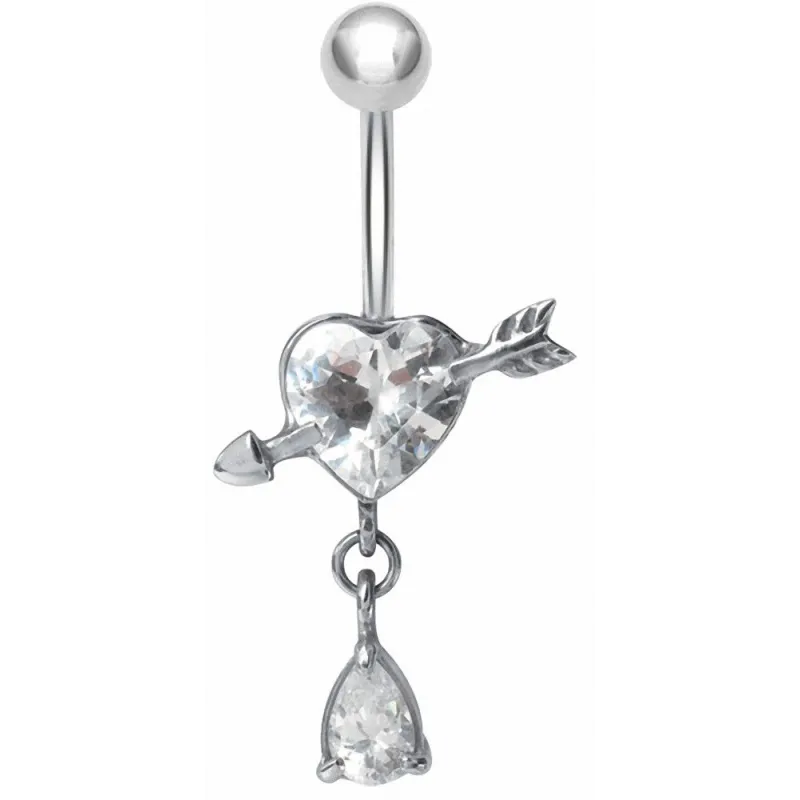 Piercing nombril coeur fléché blanc Piercing nombril coeur fléché blanc