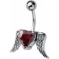 Piercing nombril coeur rouge ailes d'ange