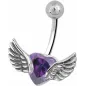 Piercing nombril coeur ailé violet