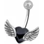 Piercing nombril coeur ailé noir