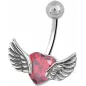Piercing nombril coeur ailé rouge