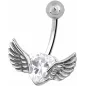 Piercing nombril coeur ailé blanc
