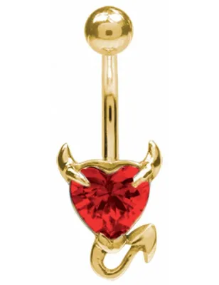Piercing nombril doré coeur endiablé rouge