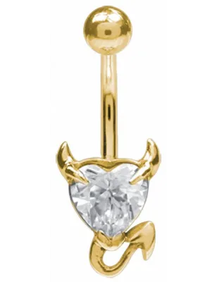 Piercing nombril doré coeur endiablé blanc