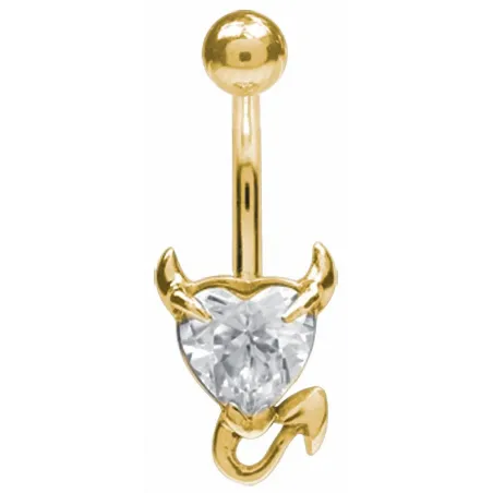 Piercing nombril doré coeur endiablé blanc