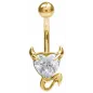Piercing nombril doré coeur endiablé blanc