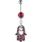 Piercing nombril Swarovski Main de fatma opale rouge