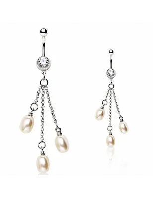 Piercing nombril chainettes perles