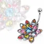 Piercing nombril fleur de lotus multicolore