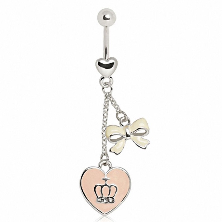 Piercing nombril coeur et ruban