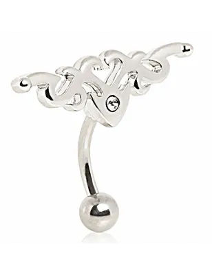 Piercing nombril inversé tribal plaqué argent