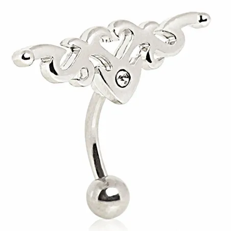 Piercing nombril inversé tribal plaqué argent