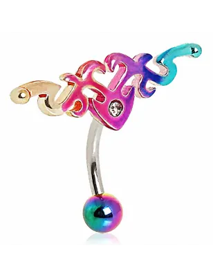 Piercing nombril inversé tribal rainbow
