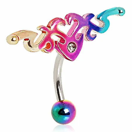 Piercing nombril inversé tribal rainbow