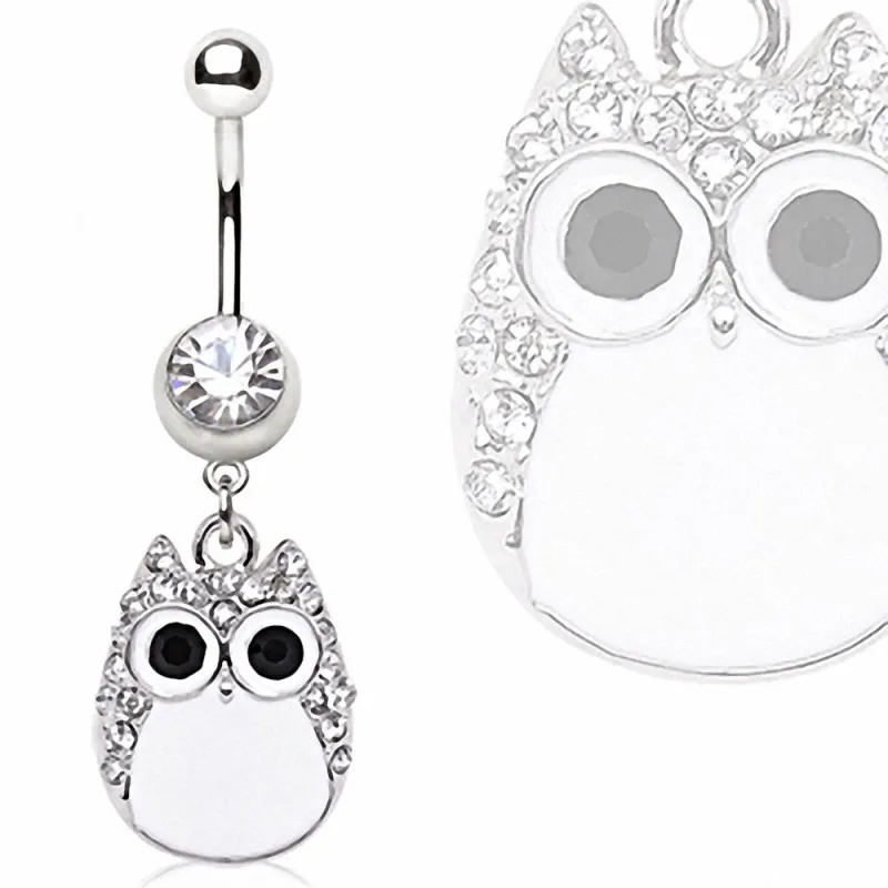 Piercing nombril pendentif chouette blanche