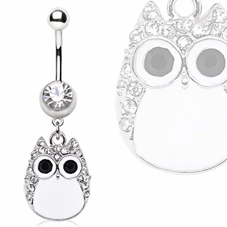 Piercing nombril pendentif chouette blanche