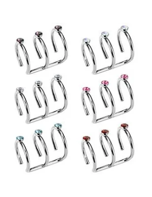 Faux Piercing Oreille Cartilage Triple Gemmes - Bijou Faux Piercing