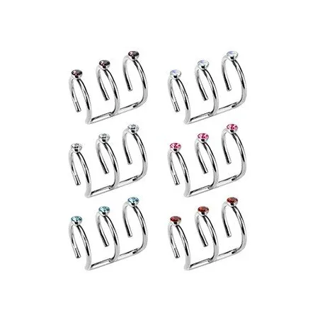 Faux Piercing Oreille Cartilage Triple Gemmes - Bijou Faux Piercing