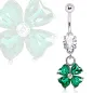 Piercing nombril trèfle quate feuilles vert