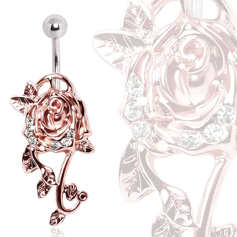 Piercing nombril floral or rose