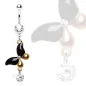 Piercing nombril papillon noir et doré