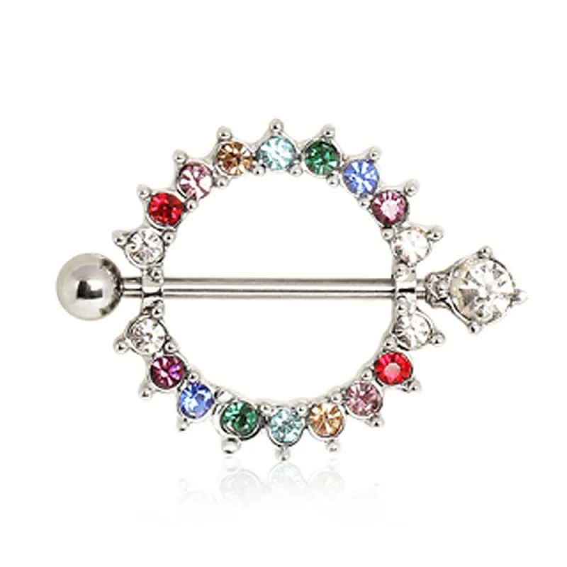 Piercing téton bouclier multicolore